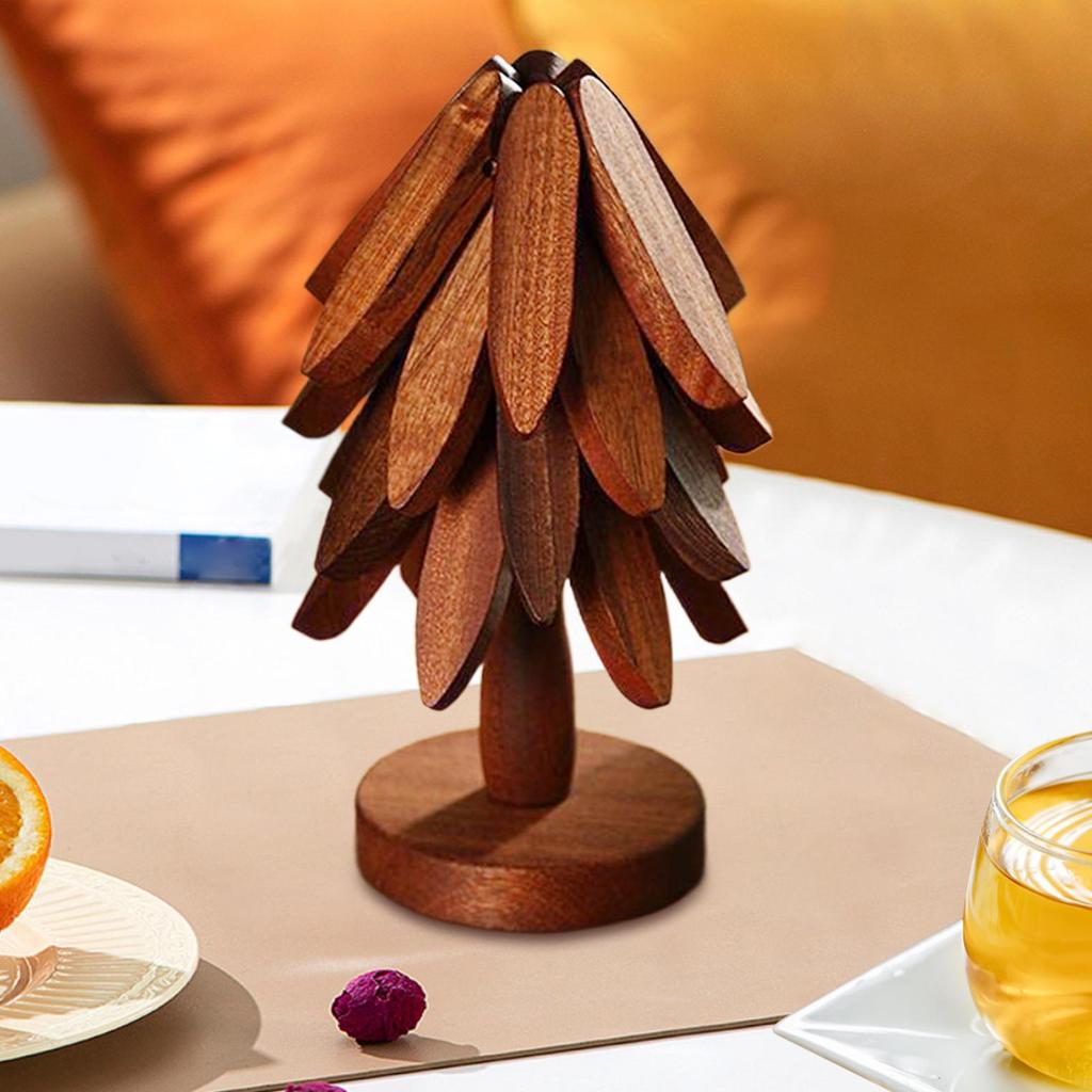 Tree Trivet Wooden Insulation Placemat Non-Slip Cup Coaster Set for Cookware Stove Pan Cup Teapot Hot Dishes Bowl Kitchen Dining