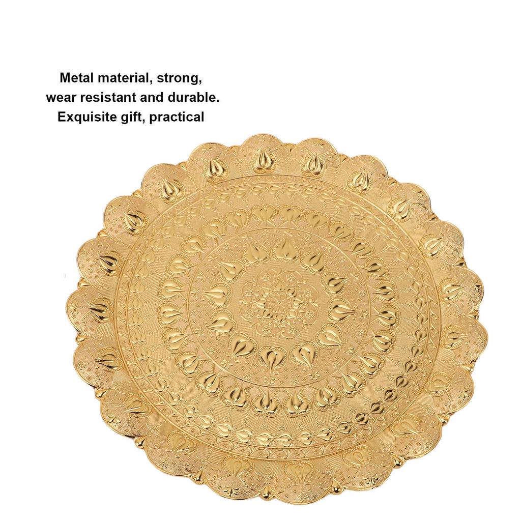 Turkish Tea Coffee Serving Tray Vintage   Embossed Pattern Round Coffee Plate for Bar Outdoor   Dessert