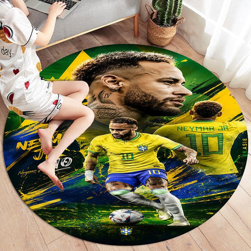 Neymar Round Area Rug,Carpet Rug for Living Room Bedroom Sofa Playroom Decor,Non-slip Floor Mat