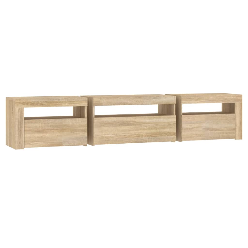 Vidaxl Szafka Pod Tv Z Oświetleniem Led, Dąb Sonoma, 195X35X40 Cm