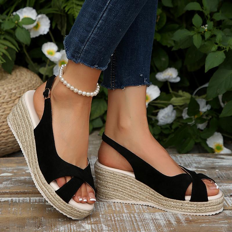 Fashion Women's Peep Toe Wedge Heel Sandals Summer Buckle Strap Gladiator Shoes Woman Fashion Espadrilles Platform Sandalias Mujer 2025