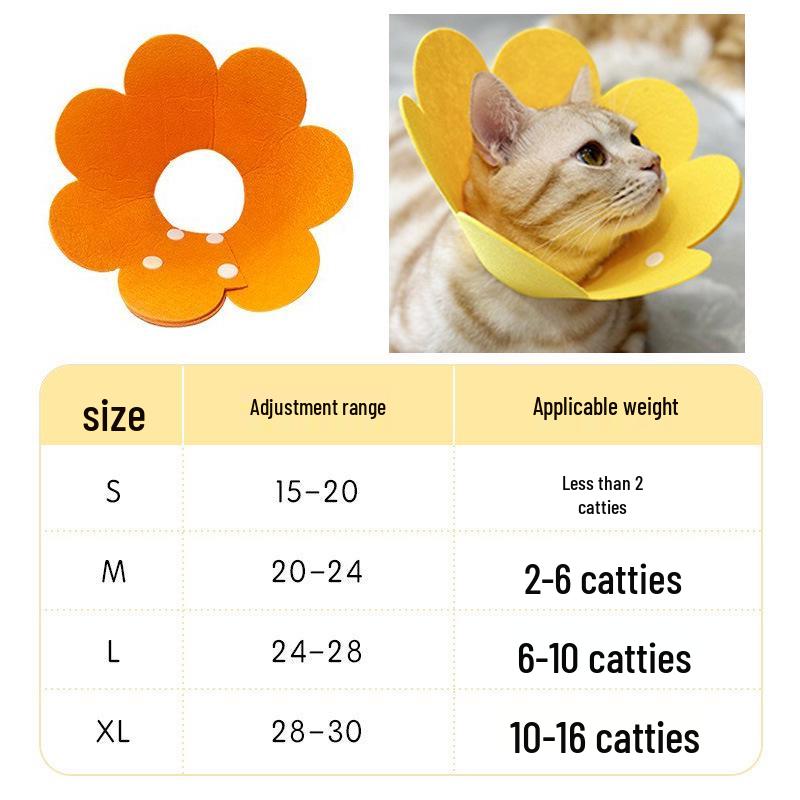 Sunflower Pet Elizabethan Collar - Anti-Lick Headgear for Cats and Dogs