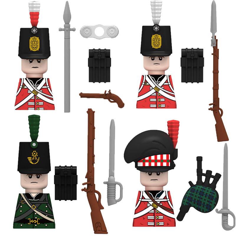 Military Medieval Building Blocks Napoleonic Wars Castle Knight Soldier Figures Weapons Guns British French Army Infantry MOC