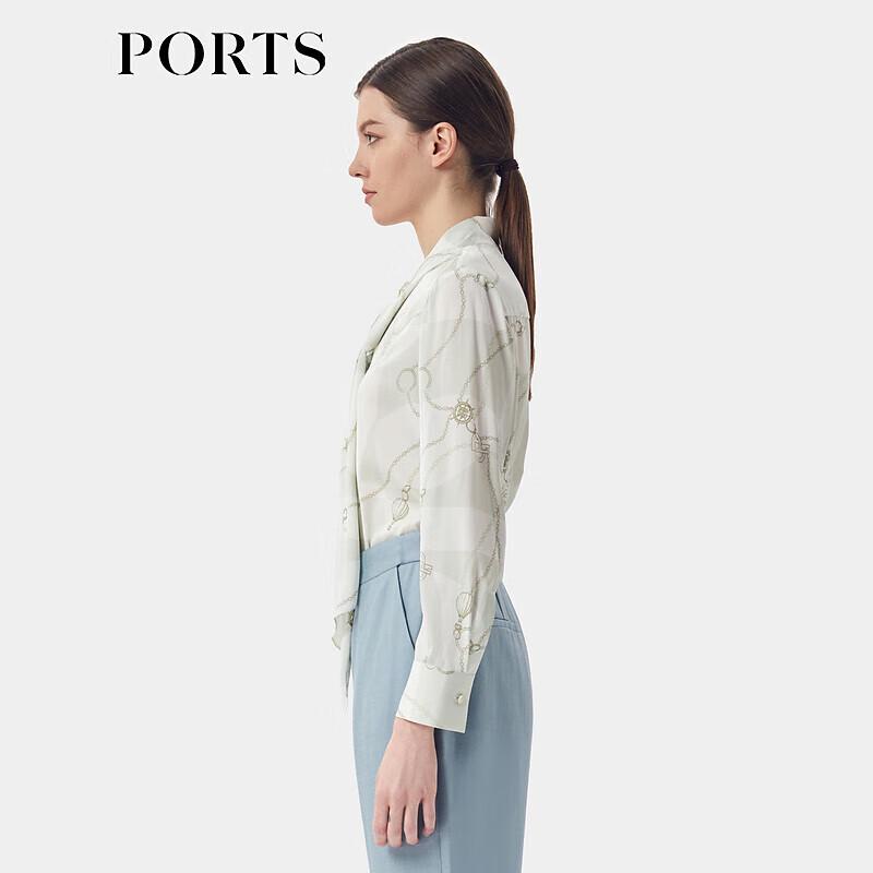 Ports Early Spring Printed Scarf-Neck Blouse