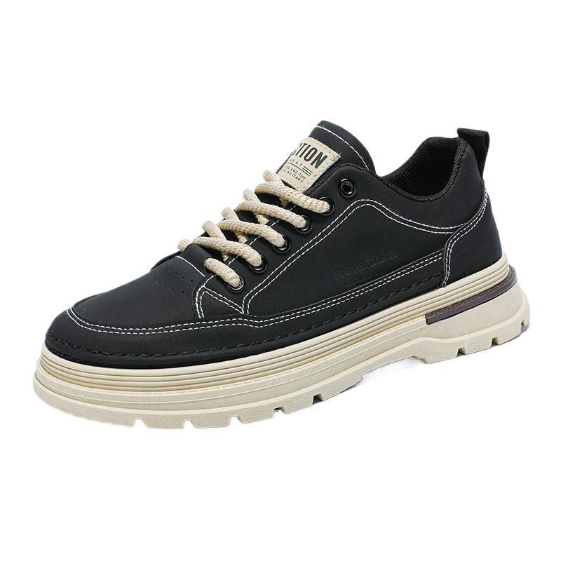 Men's Autumn Martin Boots: Trendy Leather Ankle Boots with Thick Soles for Work, Casual, and Skate.