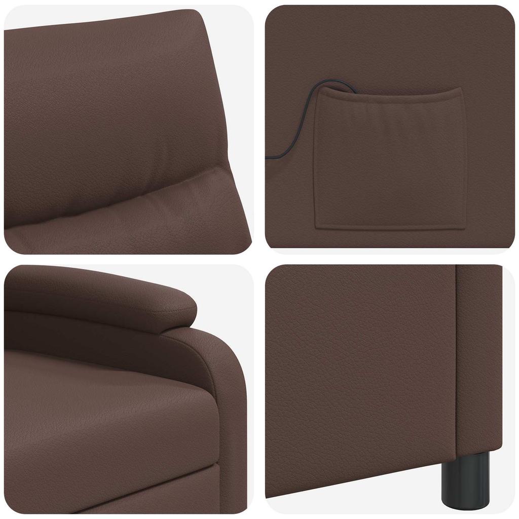 Massage Recliner Brown Faux Leather