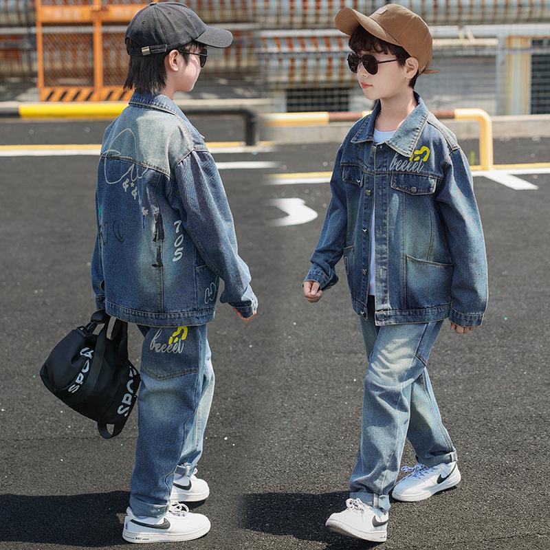 Stilvolles 2025 Jungen-Denim-Zweiteiler-Set für Frühling und Herbst