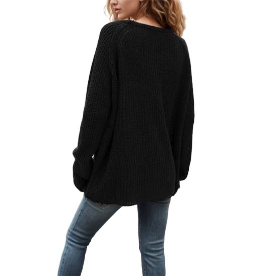 Damen Strickpullover mit Rundhalsausschnitt, warm, langärmelig, Strickpullover, Oberbekleidung