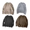 Maglione da uomo autunno inverno con fori strappati, tinta unita, girocollo, lavorato a maglia, retrò, stile giapponese, lunghezza media, ampio, manica lunga, morbido e caldo, pullover da uomo