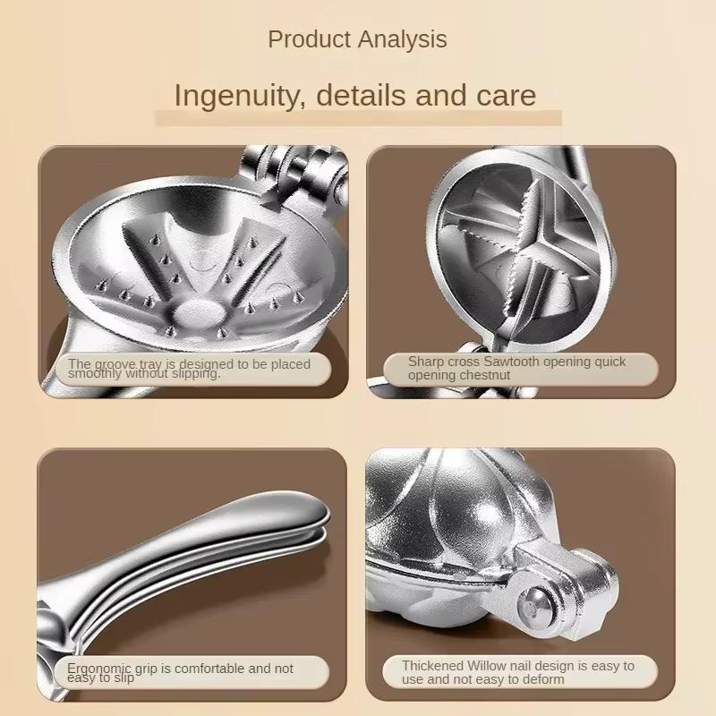 פותחן ערמונים נירוסטה קליפ מהיר צבת אגוזים ערמונים נדן חותך מפצח אגוזים מקלף מטבח כלי