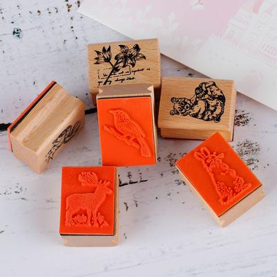 1 Stück Neu 4x3cm 1 Stück Vintage Tierstempel aus Holz Gummi Stempel Scrapbooking Standardstempel Heim Nähen Basteln Dekoration