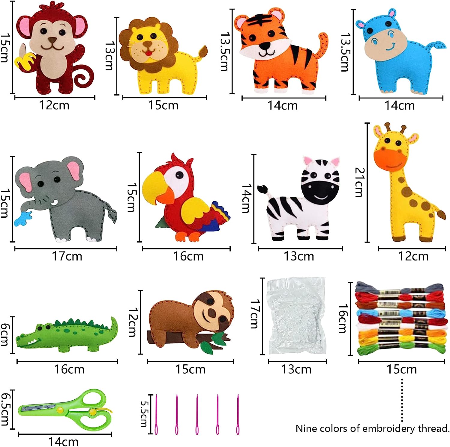 

Набор для рукоделия с лесными животными, лесные существа, сделай сам, Вышивание из фетра, плюшевые животные для детей, начинающих, обучающий набор для шитья, художественная игрушка для девочек