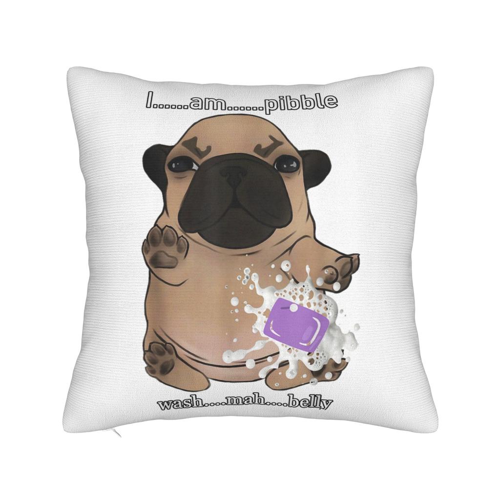 Bedrucktes Ich bin Pibble Wasch meinen Bauch Pibble Meme Kissenbezug Polyester Kissenhülle Lustige Hund Brainrot Dekokissenhülle Zuhause