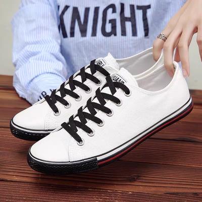 Mode Stoffschuhe Herrenschuhe Schwarz Weiß Rot Schuhe Cool Jung Streetstyle Herren Freizeitschuhe Atmungsaktiv Rutschfest