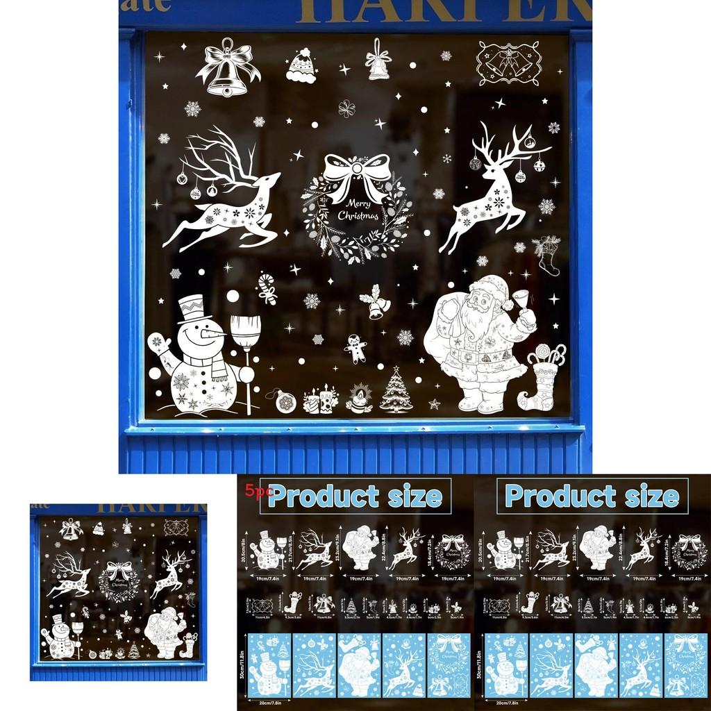 Weihnachtsfensteraufkleber-Set mit Schneeflocken und Rentieren PVC-Dekoration für Feiertags-Heimdekoration