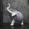 1 Blue and White Porcelain Elephant Ornament, Living Room Home Decoration
