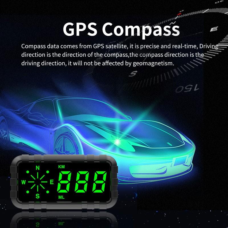 Afficheur Tête Haute (HUD) GPS Pour Voiture - Indicateur De Vitesse Numérique Et Alerte Dépassement