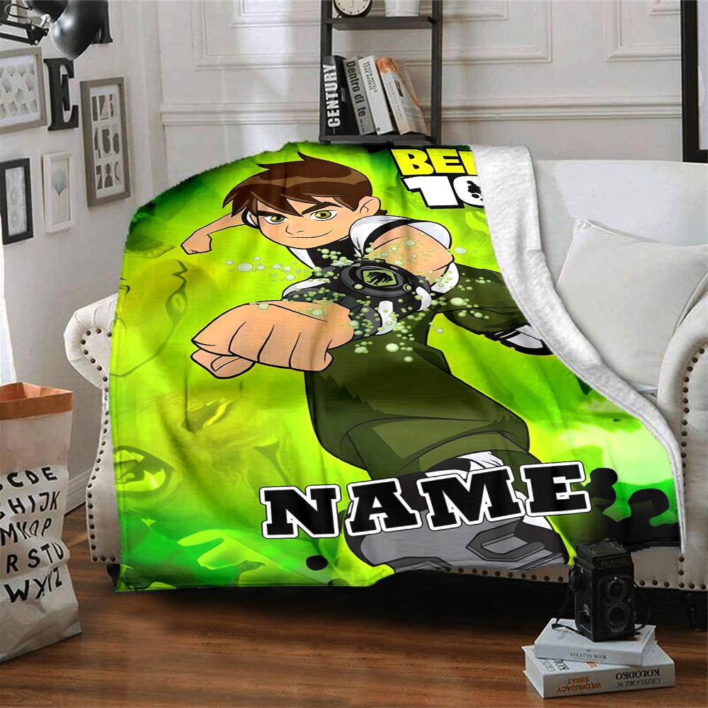 Custom Name Ben Alien Force Adventure Party Blanket For Couch Bed Plush Cozy Fuzzy Blanket Super Soft Warm Blankets For Fall And Winter 09165