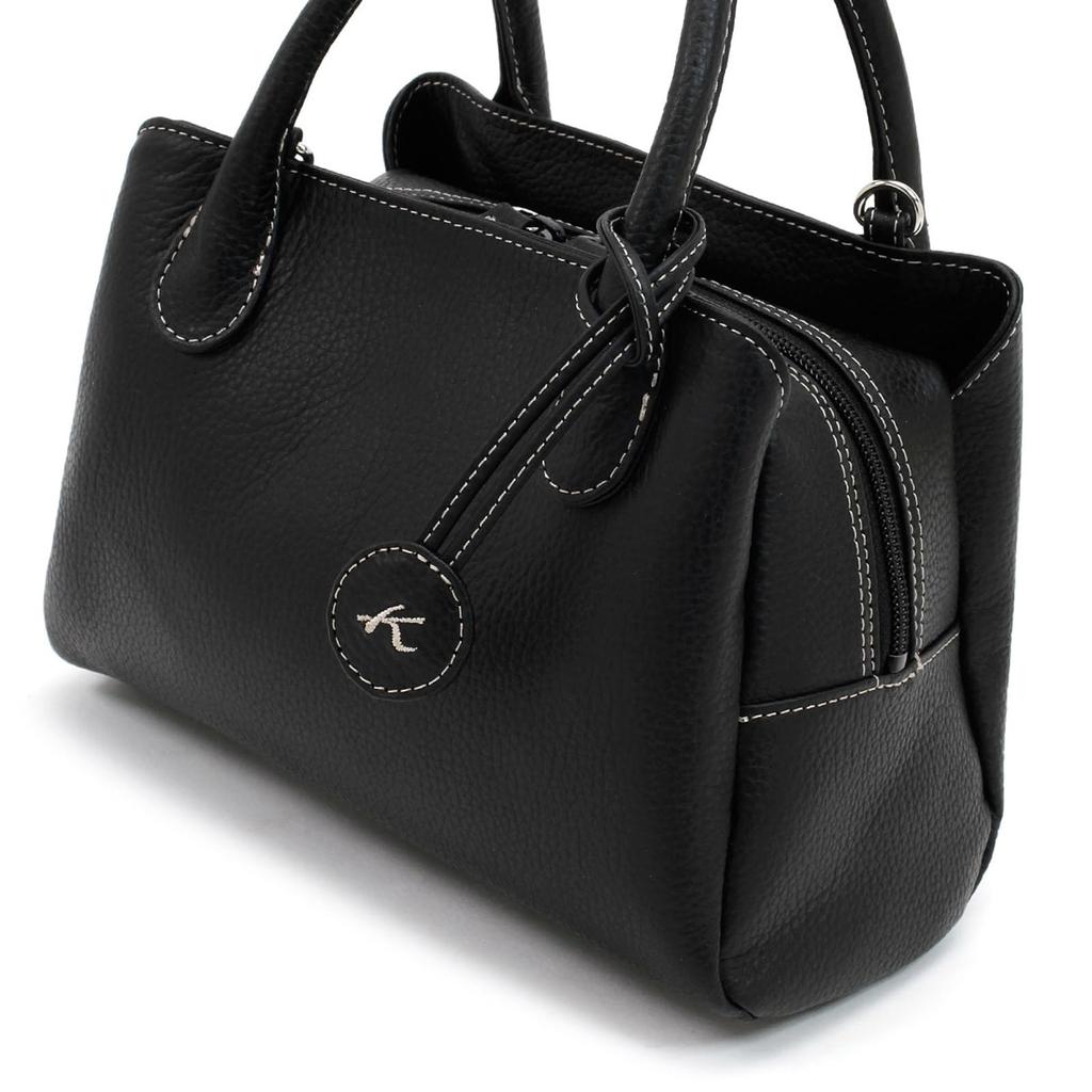 Kitamura Tag Handbag Beige Stitching 15521 K-Mark 2-Way Y-1313 Black/Sand [Black]