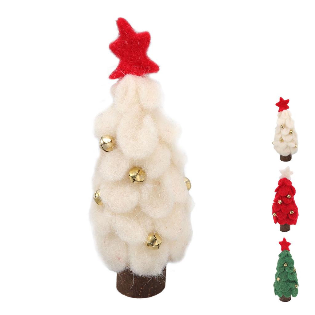 Décorations de Noël pour la Maison Arbre de Noël en Feutre de Laine Petit Arbre de Noël en Bois Ornements de Noël pour Affichage à la Maison Fenêtre