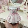 Multipurpose Storage Box Bow Dress Pencil Cup, Ceramic Desk Organizer, Cute Makeup Toothbrush Holder Brush for Girls Room, Office Gift Women Pen