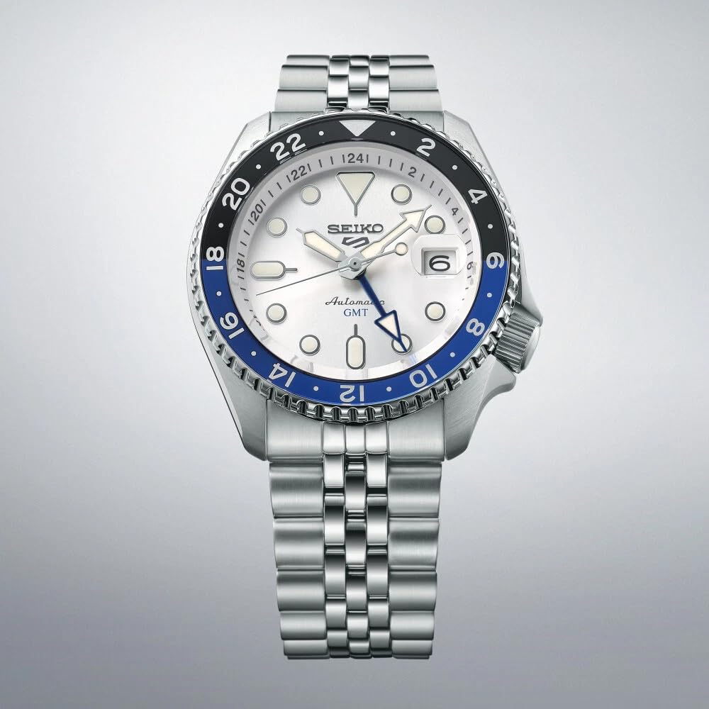 Seiko 5 Sports SKX GMT Watch SSK033K1 Sky Blue Silver Cloud