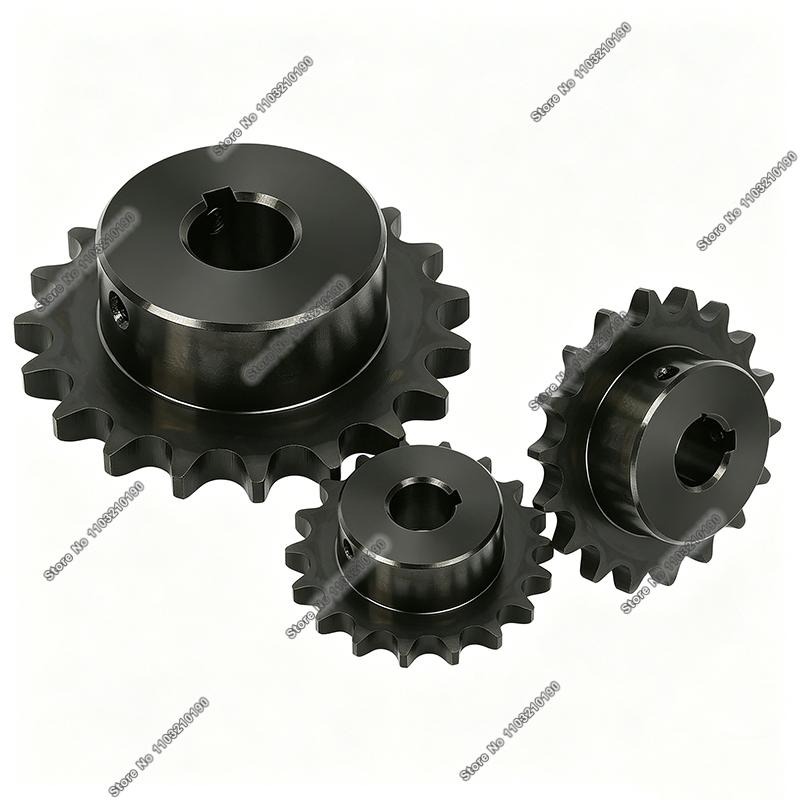 1Pc 04C Roller Chain Drive Sprockets Wheel 17T To 40T with Keyway Hole Bore 10mm To 20mm 45# Steel Chain Gears Pitch 1/4" 6.35mm