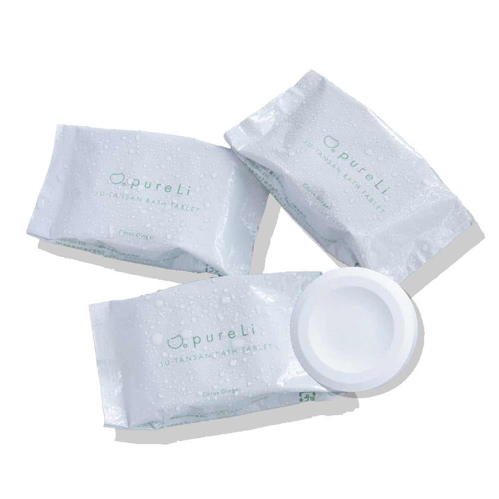 

pureLi Бикарбонатная ванна Цитрус Имбирь Бесцветная с мягким цитрусово-имбирным Таблетки, Аромат, (3 таблетки, едва уловимый, аромат)