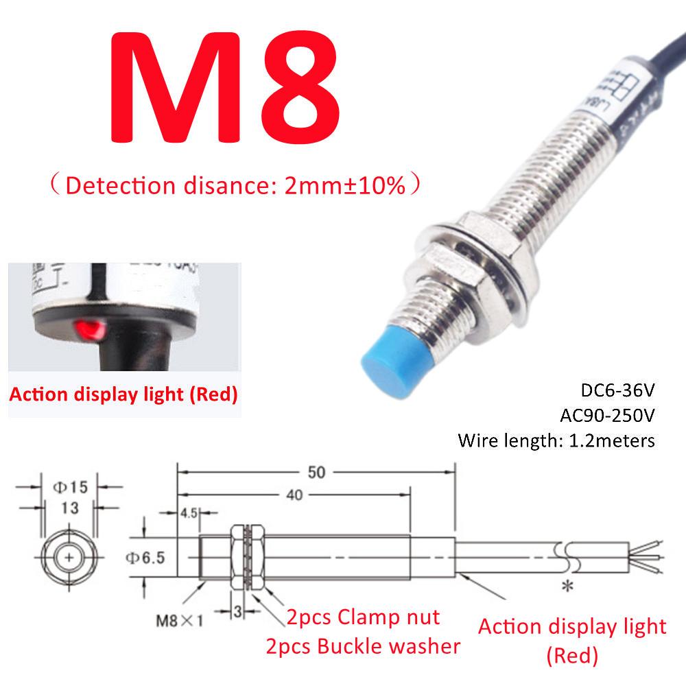 Blue Proximity Switch Inductive Proximity Sensor Detection Switch NPN/PNP NO NC 1-15mm Detection Distance Metal Sensor Switches