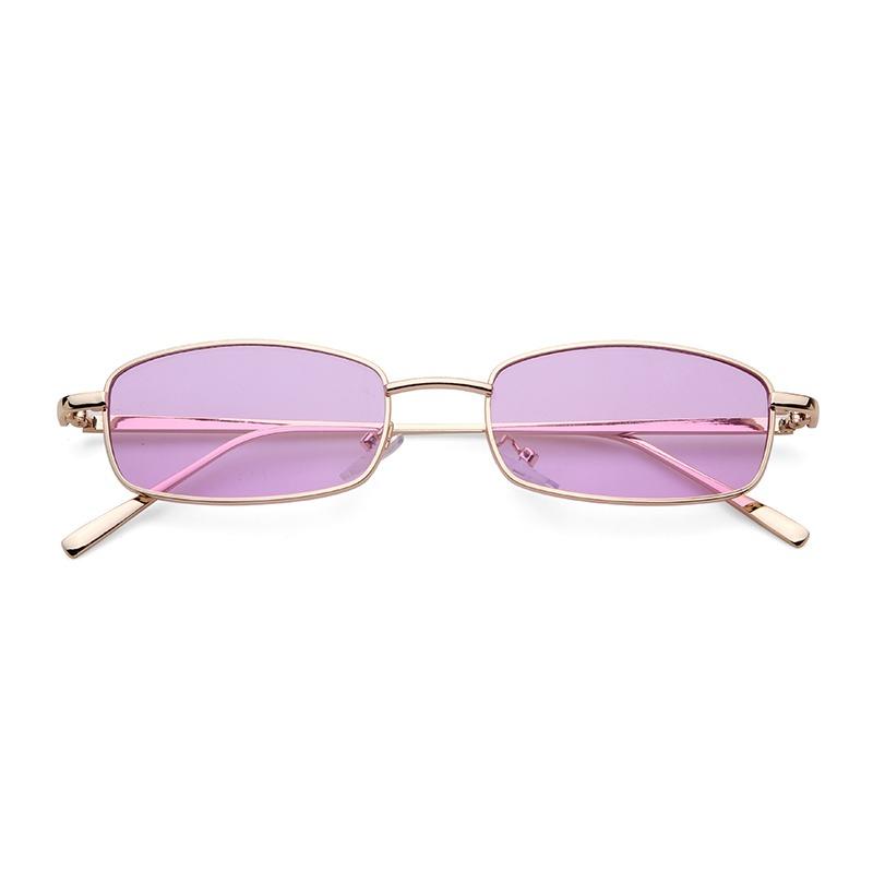 Trendy Vintage Small Slim Skinny Rectangle Sunglasses Women Men Designer Retro Metal Frame Red Lens Hip Hop Sun Glasses S31035