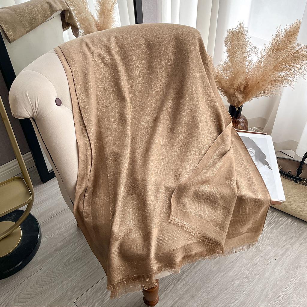 Spring And Autumn Imitation Cashmere Butterfly Double-Sided Gold Thread Tencel Fashion Commuter Warm Lady Shawl Scarf Scarf Woman