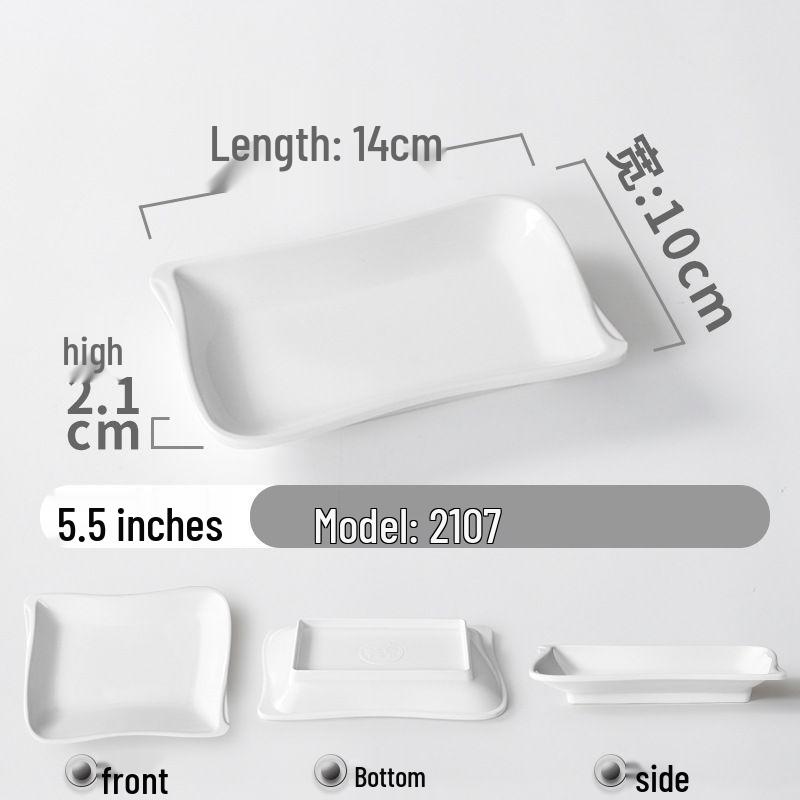 

Rectangular Melamine Tableware Plate for Hot Pot, Cold Dishes, Snacks, and Dim Sum - Imitation Porcelain Design