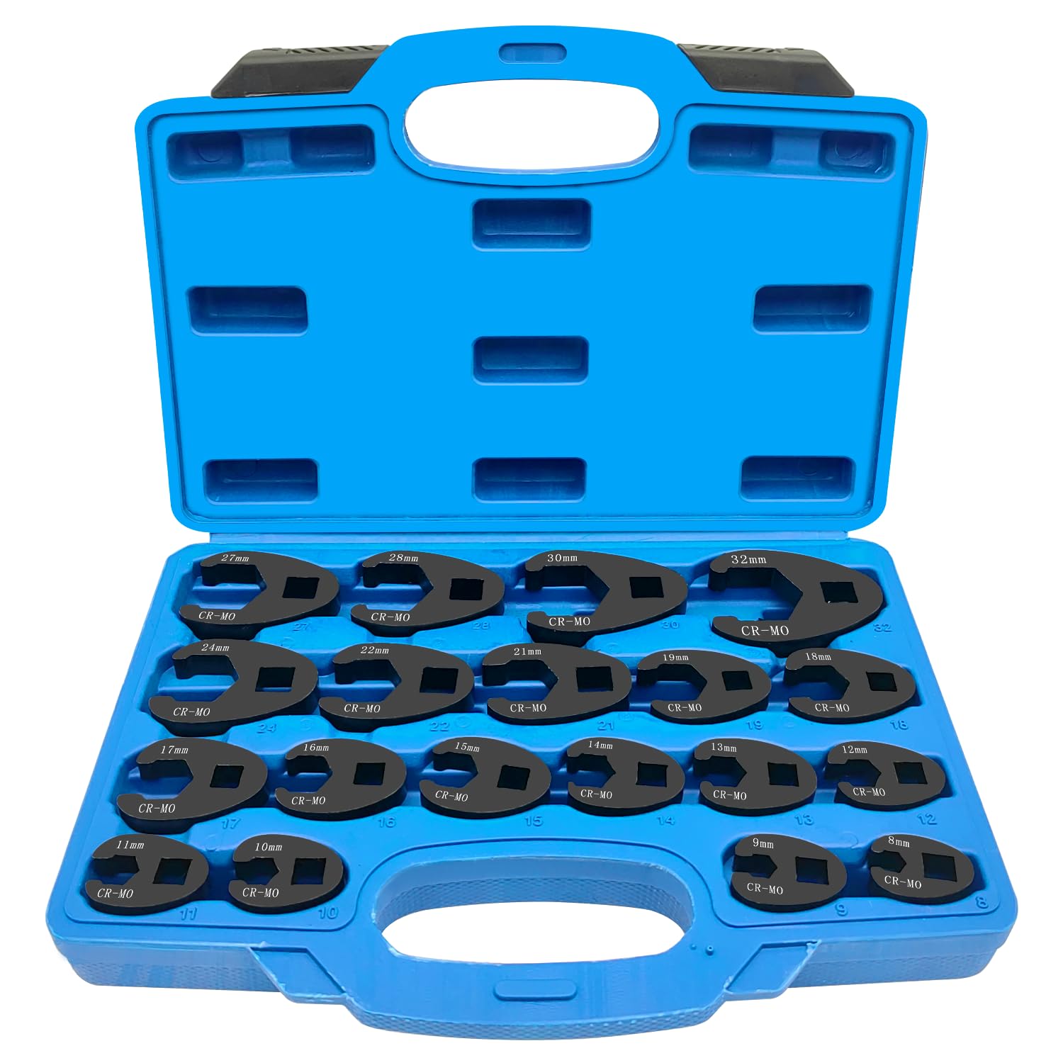 

ZKTOOL Open Claw Foot Wrench Flare Nut Socket Wrench Brake Pipe Box 32mm 19-Piece Set, Kit, 8-32mm, 3/8 (9.5mm) / 1/2 (12.7mm) Drive, Wrench, 8mm, синий
