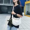 Bolsa Transversal Feminina Lona Grande Capacidade Portátil Cor Sólida Feminina Ombro Único Bolsa Mensageira Uso para Compras