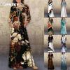 JPNTKY Mode Automne Hiver Manches Longues Col Rond Robes Décontractées