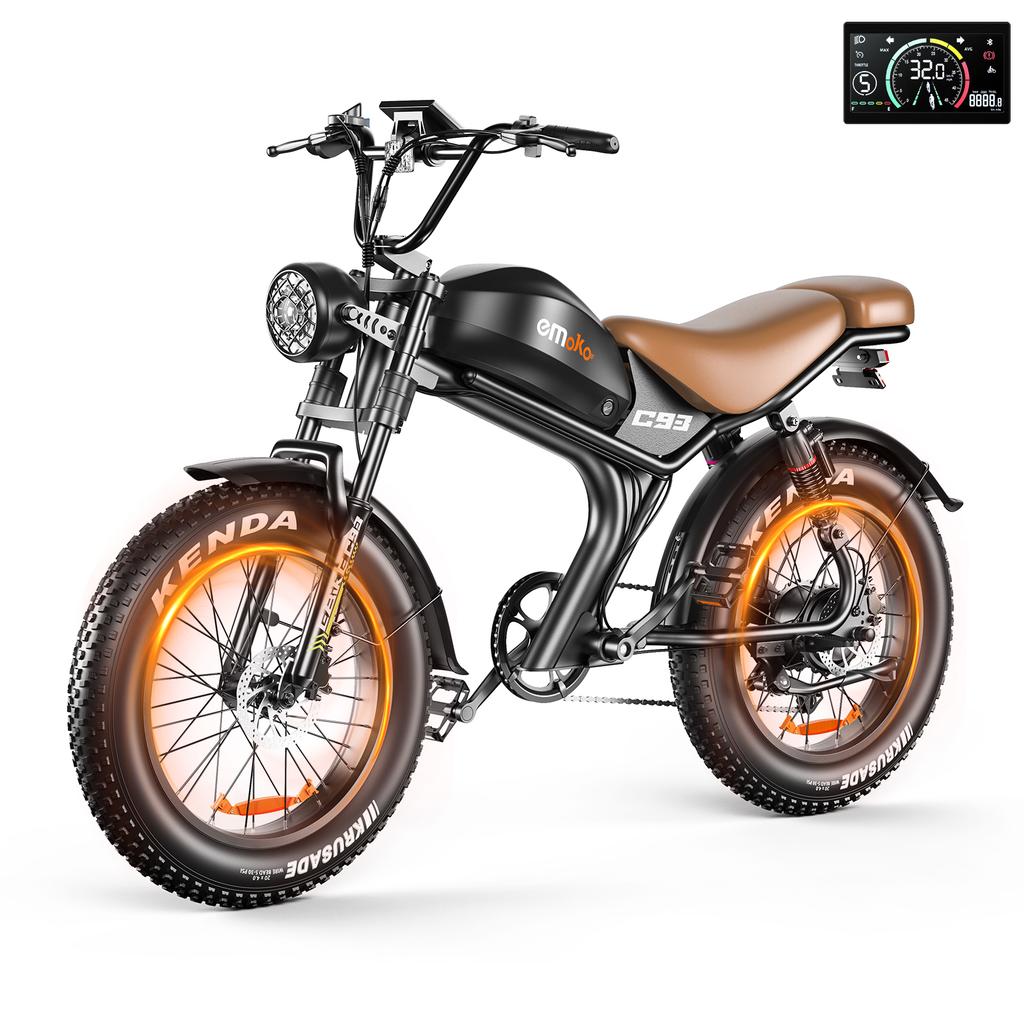 EMOKO C93 Retro Electric Bike 1000W Motor 20" Fat Tire City E-Bike 48V20Ah Battery Long Range Mountain Bike MTB Off Road Bicycle