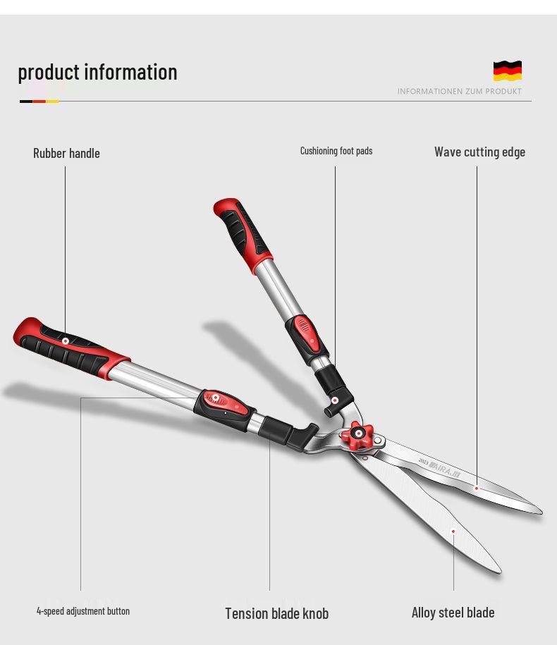 German Garden Pruning Shears - Ideal for Fruit Trees, Flowers, Hedges, and Branches