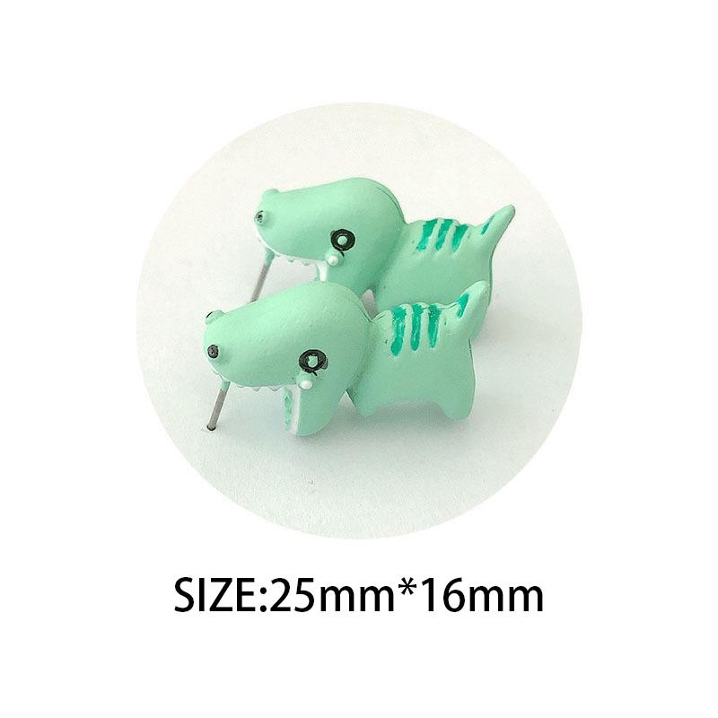 FTCY Orecchini a Bottone Cartoon Animali che Mordono per Donne Dinosauro Carino Cane Piccolo Balena Argilla Mordere Orecchini Gioielli Divertenti Ragazze
