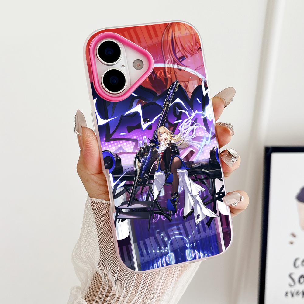 HSR Serval Jelly Double layer Rose Red Mobile Phone Case for iPhone 17 16 15 14 13 12 11 Air Pro Max Plus Protective