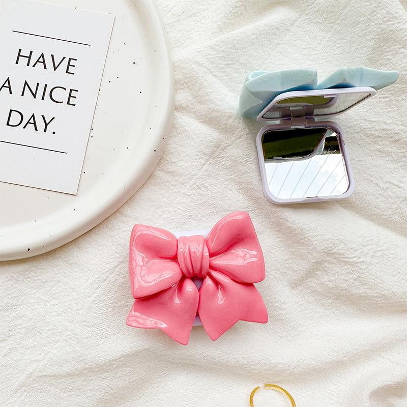 Solid Color Three-Dimensional Bow Wind Mobile Phone Case Mirror Sticker Desktop Airbag Bracket Back Sticker Retractable Small Fresh