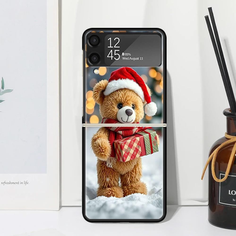 

Animal Brown Cute Bear Phone Case Cover for Samsung Galaxy Z Flip 7 6 5 4 3 5G Flip3 Flip4 Flip5 ZFlip6 ZFlip7 Black Fundas Clea Samsung Z Flip 6