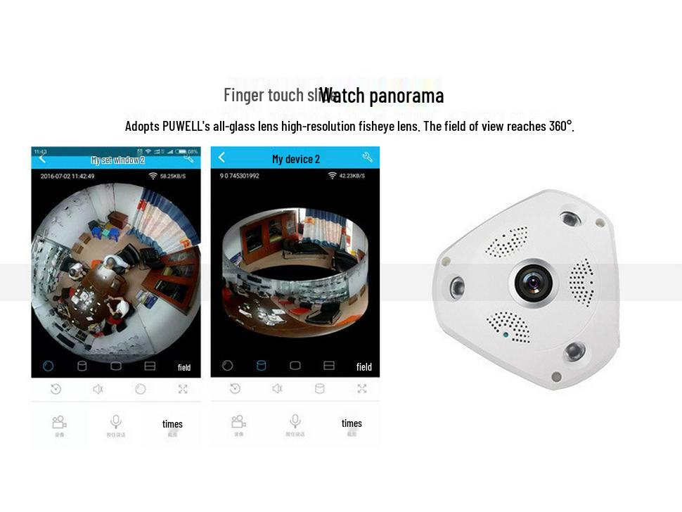 360° HD Panoramic Indoor Fisheye Camera with Wide-Angle Monitoring