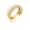 Shining Cubic Zirconia Metal Texture Stainless Steel Double Layer Ring Trendy Gold Plated Geometric Circle Finger Jewelry Gifts