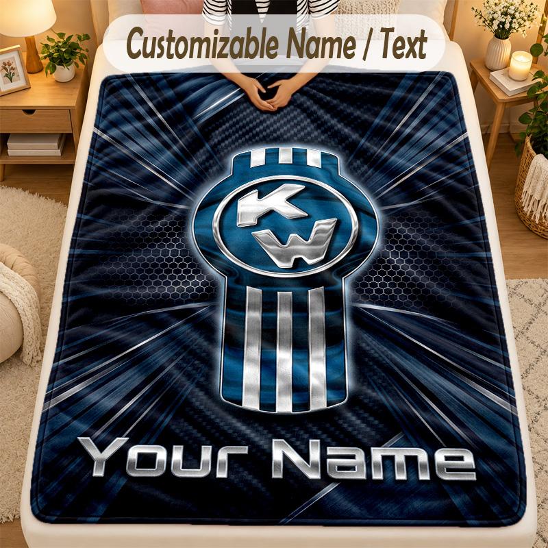 Flannel BlanketKenworth Custom Name Text Personalized Soft Warm Throw Blanket Home Decor Gift