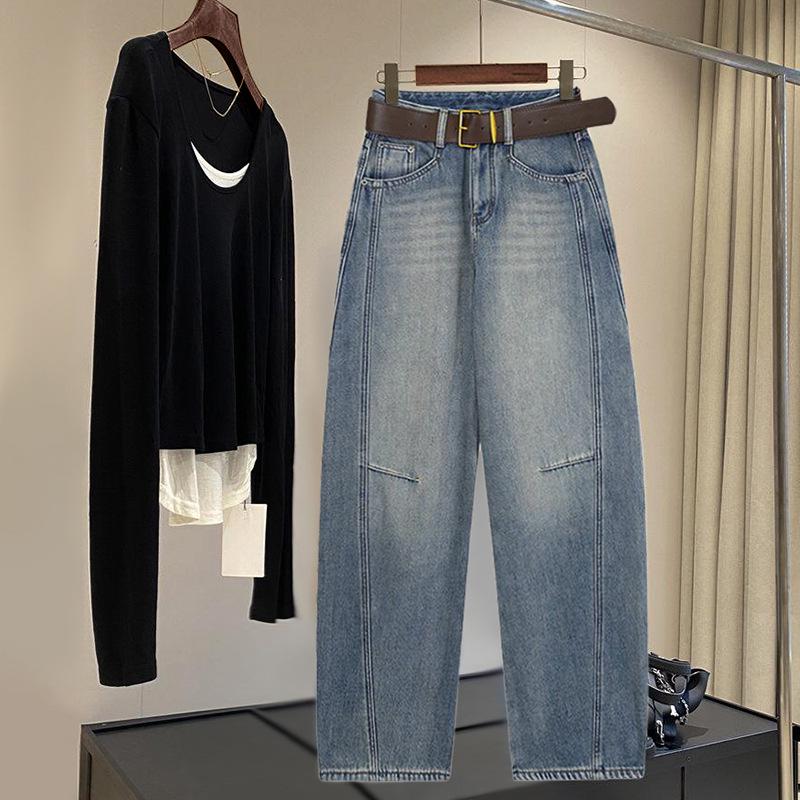 

High-Waisted Women s Scimitar Jeans: 2025 Spring & Autumn Wide-Leg Slimming Banana Pants M/27 (95-105 lbs)