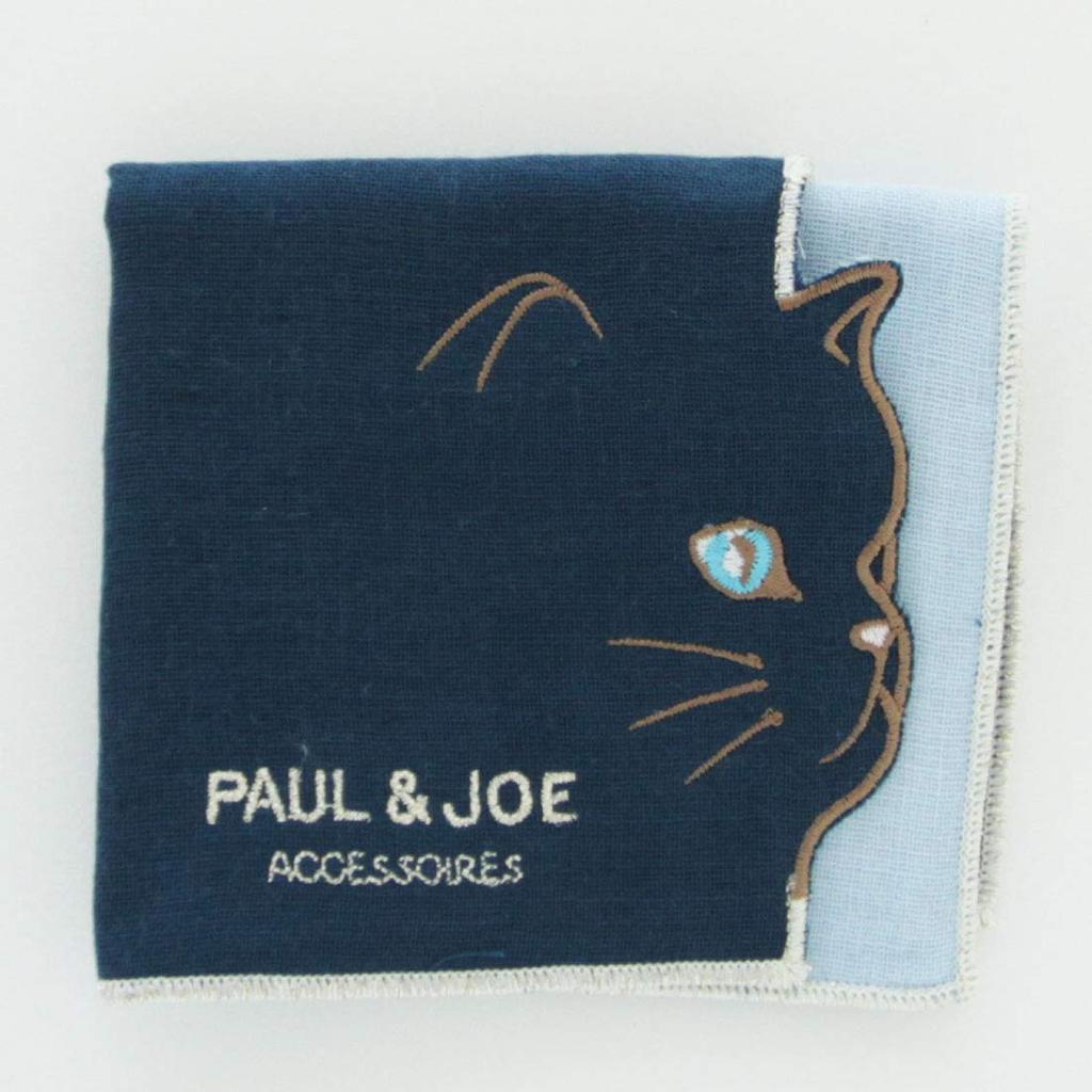 Paul Joe Mini Gauze Handkerchief Cat Print Paul Joe Accessory & Women's (Navy) [100% Cotton] 20cm, & 107082-0502-62