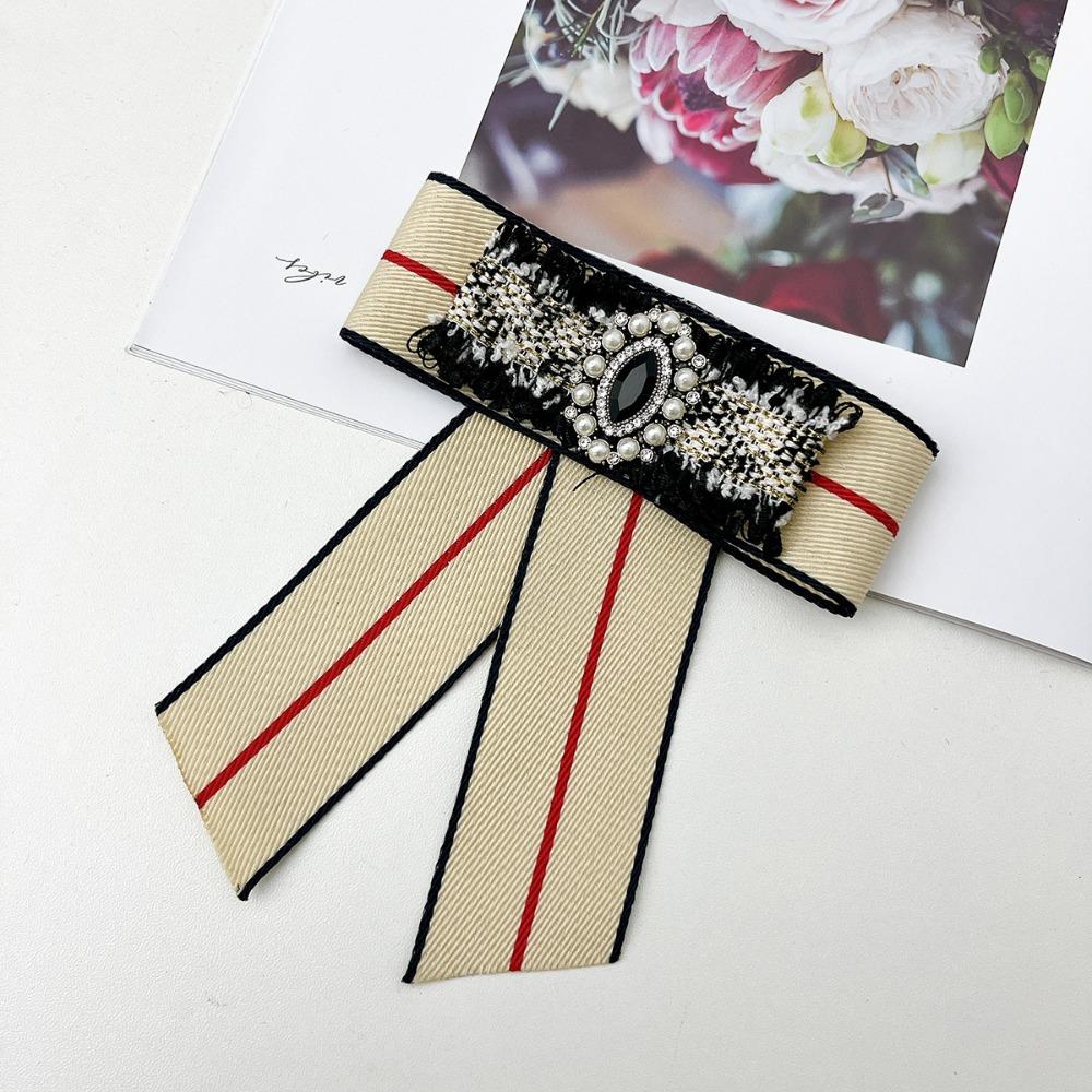 New Fabric Bow Rhinestone Pearl Brooches for Women Shirt Dress Collar Pins Elegant Fashion Accessories Jewelry Gifts