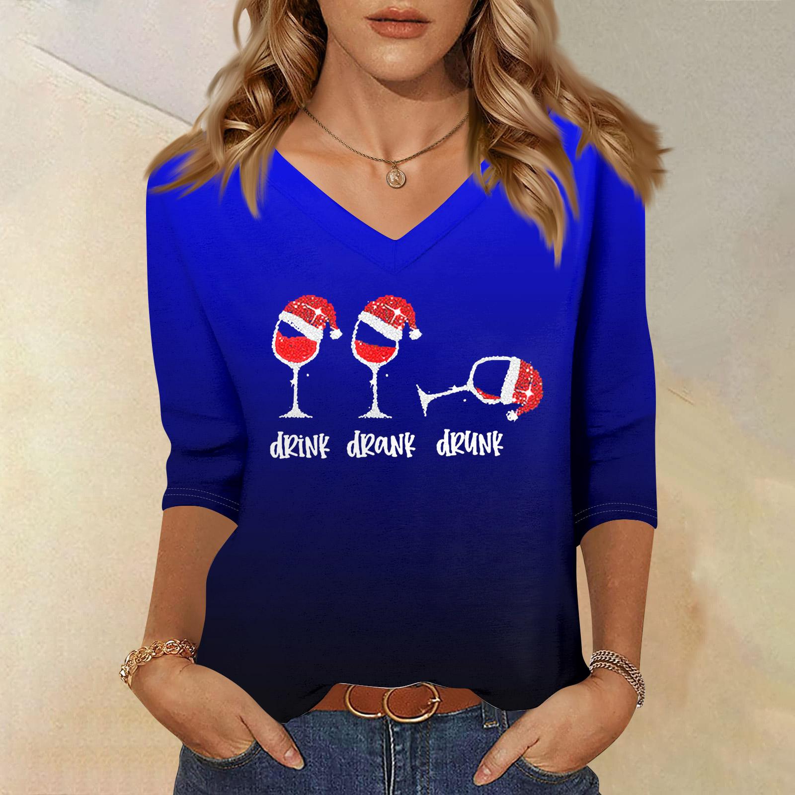 

Рубашки с рукавом 3/4 для женщин с принтом, Рождественские футболки, Блузки, Повседневные, Большого размера, Базовые топы, Пуловер M