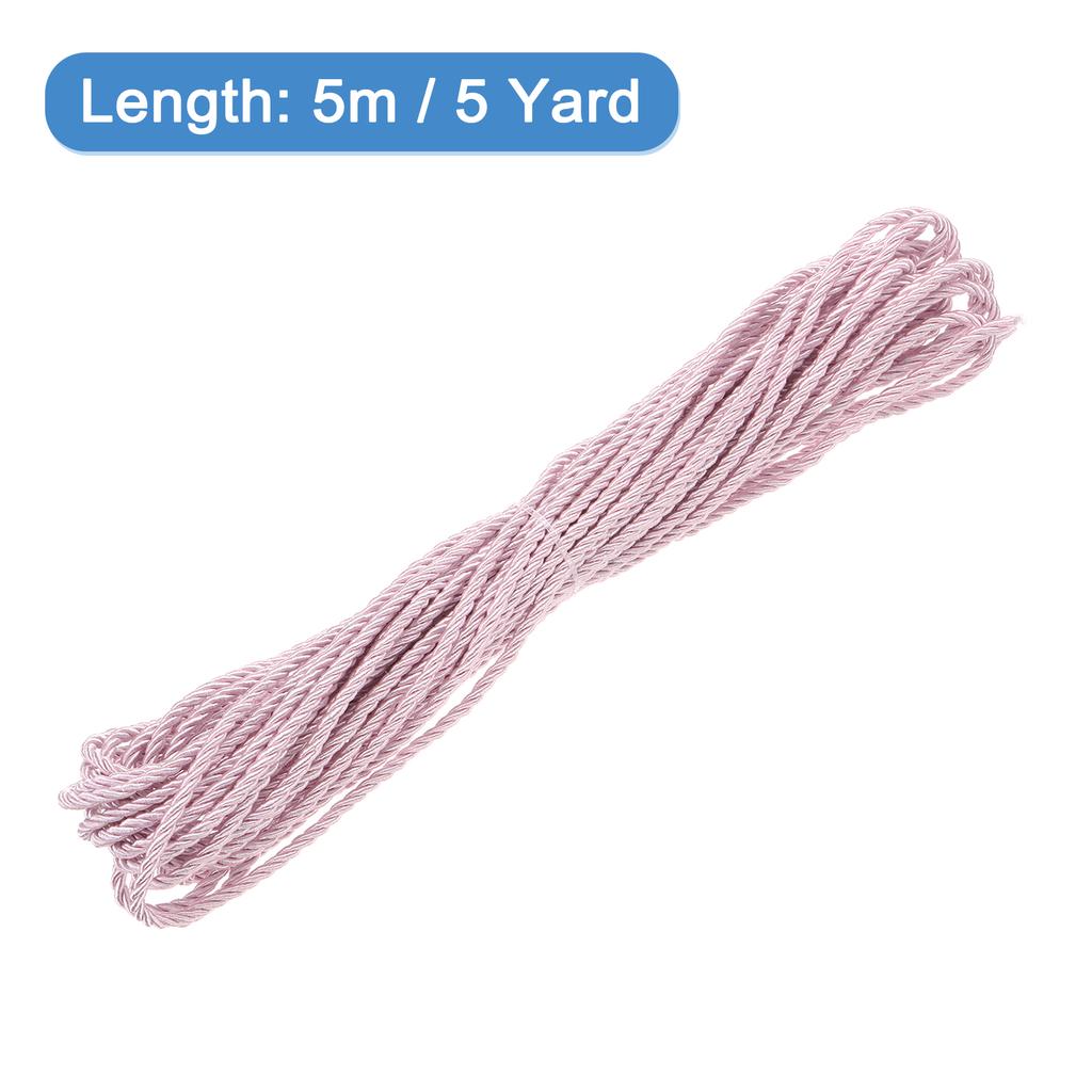Uxcell Twisted Cord Trim 5 Yard 3mm 3-Ply Twine Braided Rope Shiny Thread String for Craft Gift Bag Curtain Christmas Decor