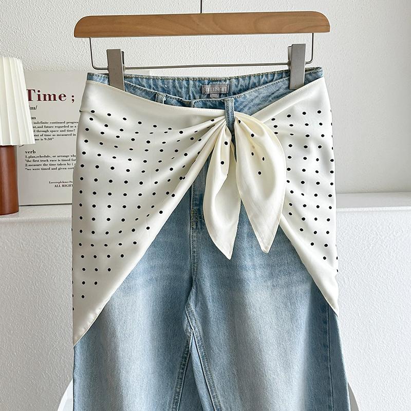 

Fashion Polka Dot Printed Triangular Scarf Fart Curtain Women S Stacked Wear Accessories Jeans Belt Waist Travel Matching Shirt белый